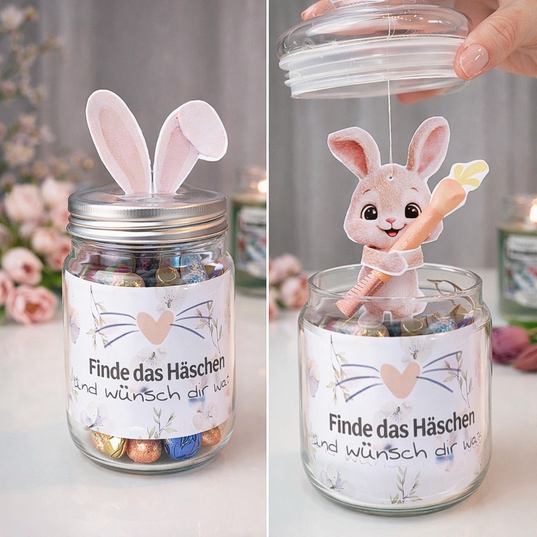 DIY Ostergeschenk im Glas – „Finde das Häschen & wünsch dir was“ | kreative Geldgeschenk-Idee zu Ostern